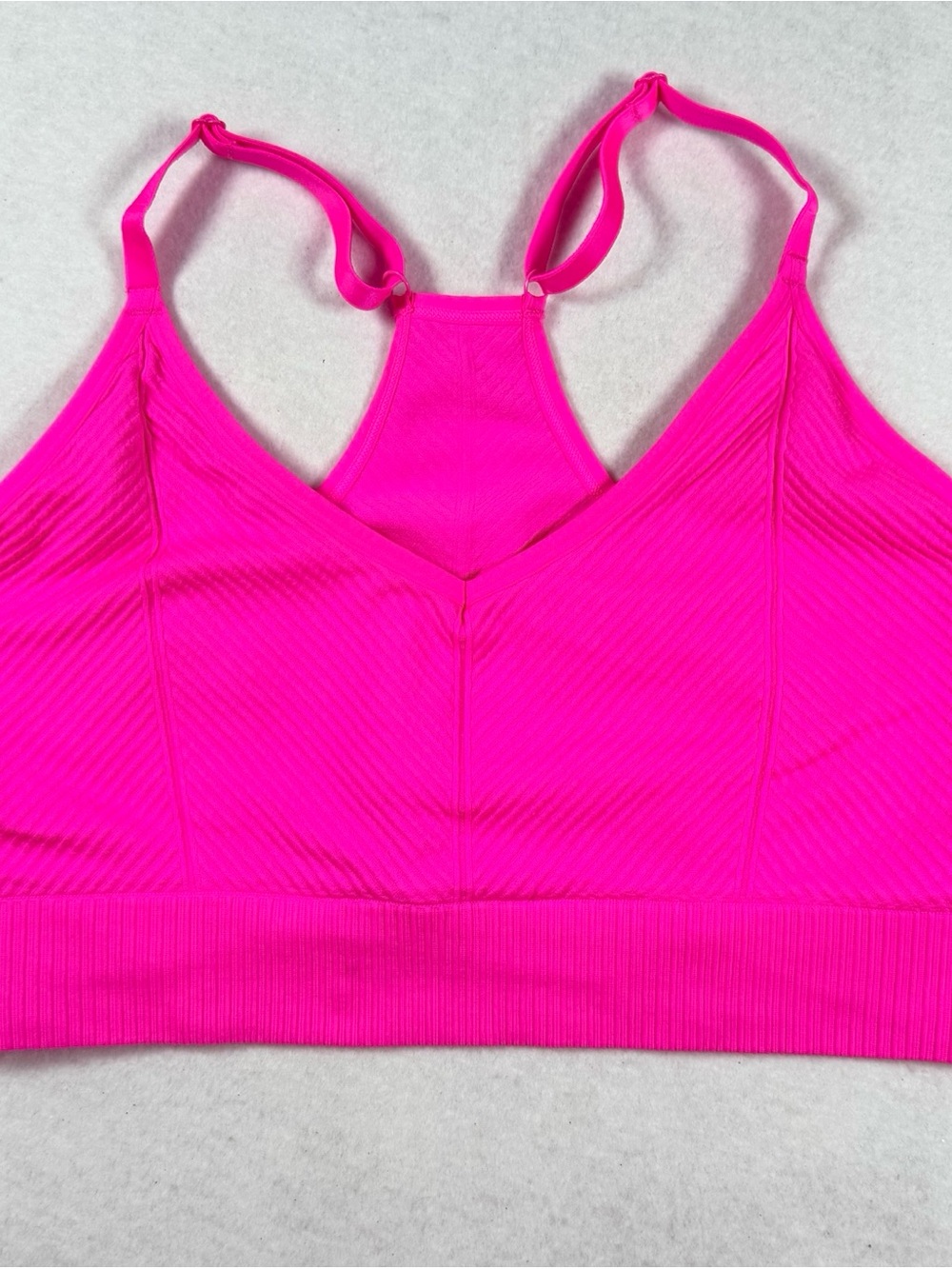 PINK Victoria’s Secret Hot Pink Ribbed Racerback Sports Bra M - Picture 2 of 9
